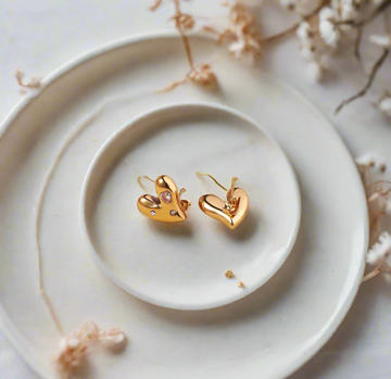 Amore Heart Studs by Girly Jewells π β 18K Gold Plated Elegance β¨