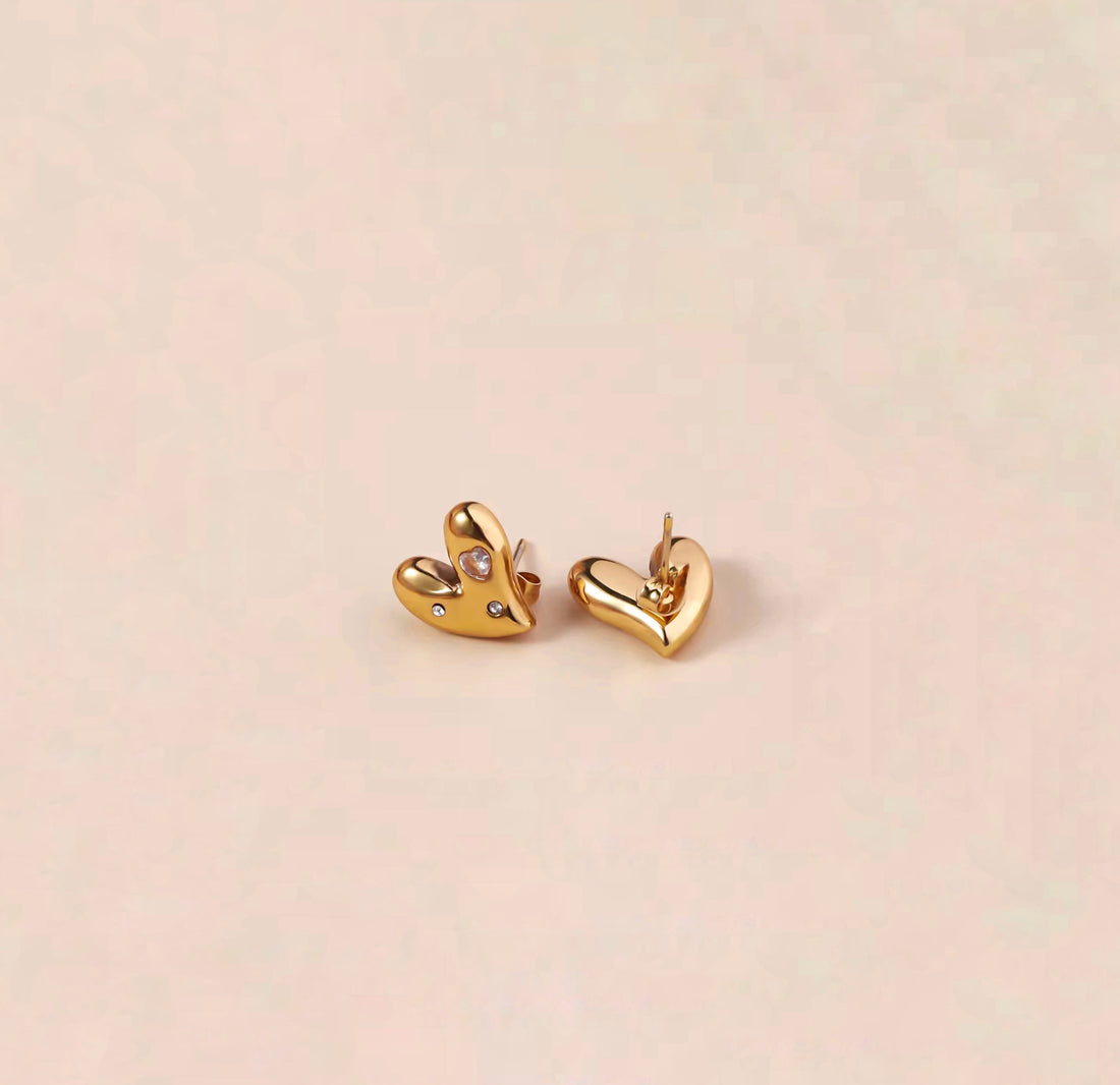 Amore Heart Studs by Girly Jewells π β 18K Gold Plated Elegance β¨